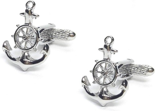 3 Pair Set - Royal Navy Cufflinks In Polished Stainless Steel British Navy Gift. - Picture 8 of 8