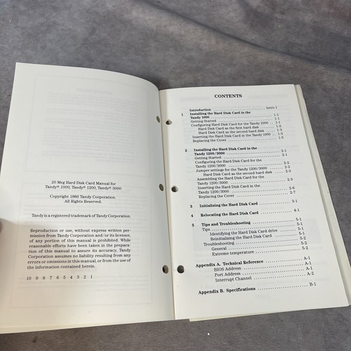 Vintage 1986 Tandy 25-1029 20 Meg Hard Disk Card Manual - Picture 5 of 8