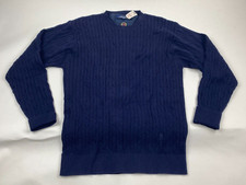 Vintage Tommy Hilfiger Cable Knit Sweater Mens M Blue Heavy Crew Neck