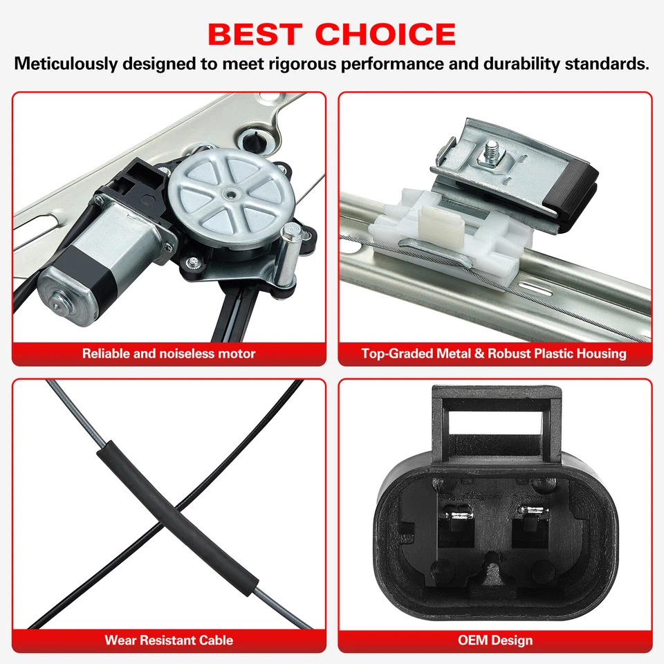 2x Regulador de ventana eléctrica delantero izquierdo y derecho con motor para Chevy Silverado 1500 Foto 3 de 4