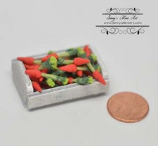 1: 12 Dollhouse Miniature Carrots in Whitewashed Crate BD BW037