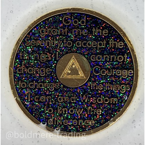 9 Month Alcoholics Anonymous Medallion Black Gold Plated AA Sobriety Chip Coin - Picture 3 of 6
