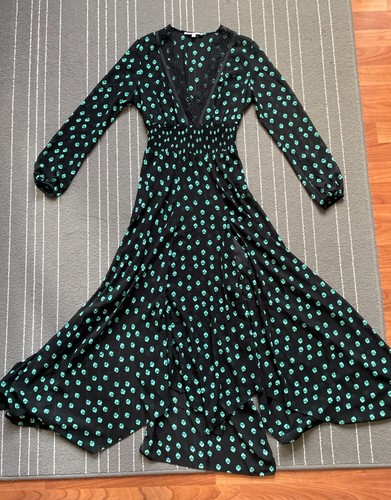 Maje Kleid Maxikleid Gr. S 36 (2) schwarz grün langarm Sommerkleid Boho Spitze - Bild 10 von 16