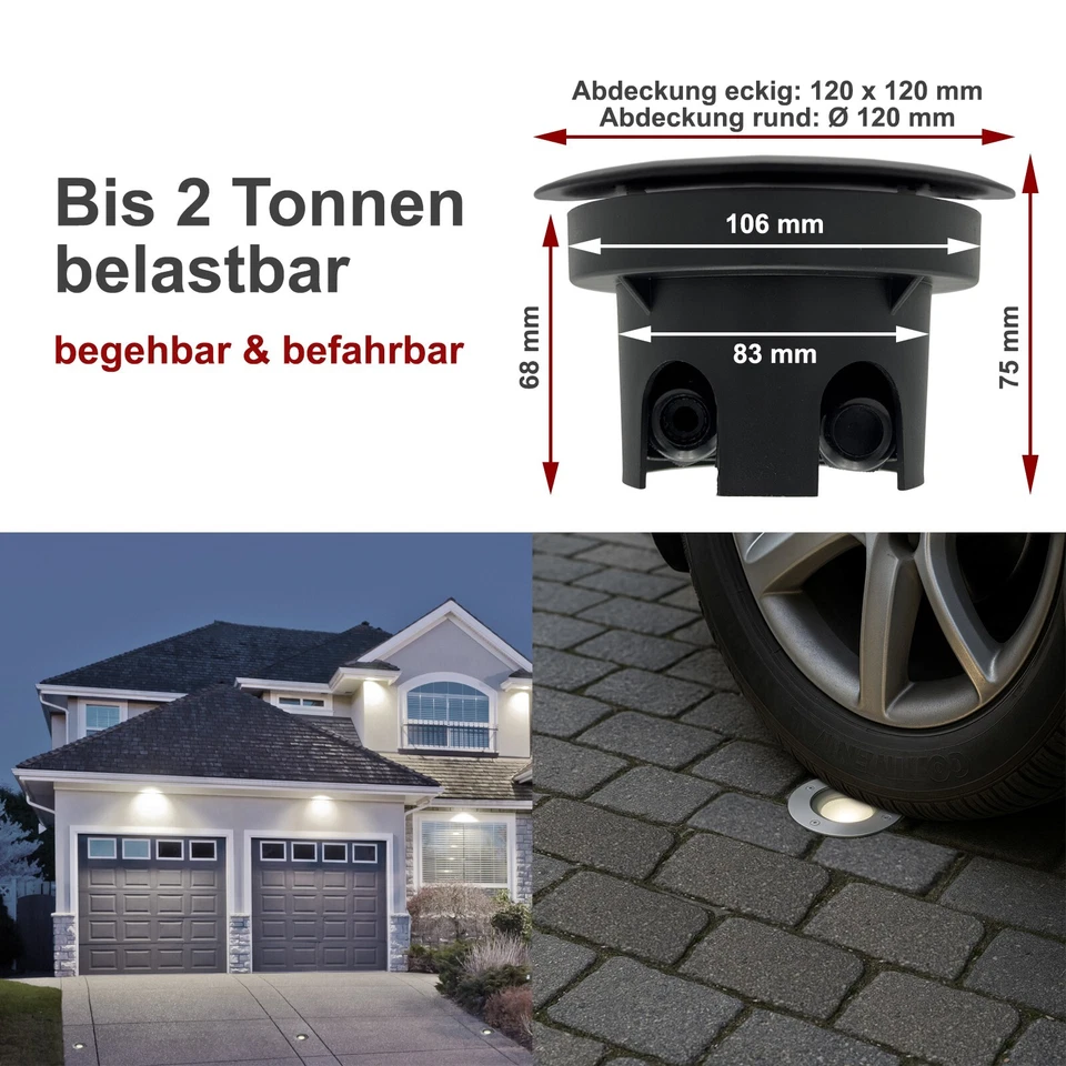 LED Bodenleuchten kurz IP67 230V Bodeneinbaustrahler  Bodenstrahler außen TIERRA - Bild 3 von 4