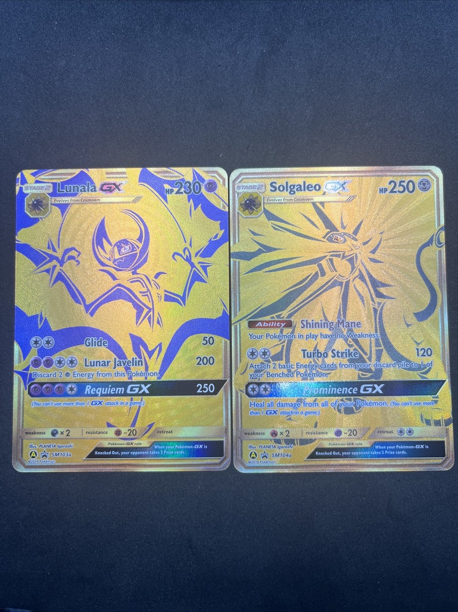 Pokemon - Lunala GX SM103a & Solgaleo GX SM104a Hidden Fates Gold
