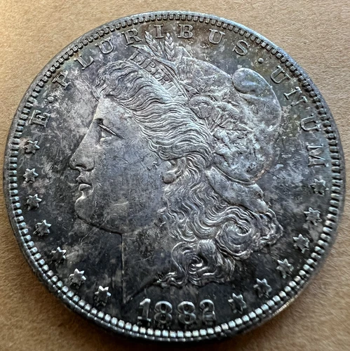 Uncirculated 1882-S Silver Morgan Dollar, Toning, Better Date, Free Shipping