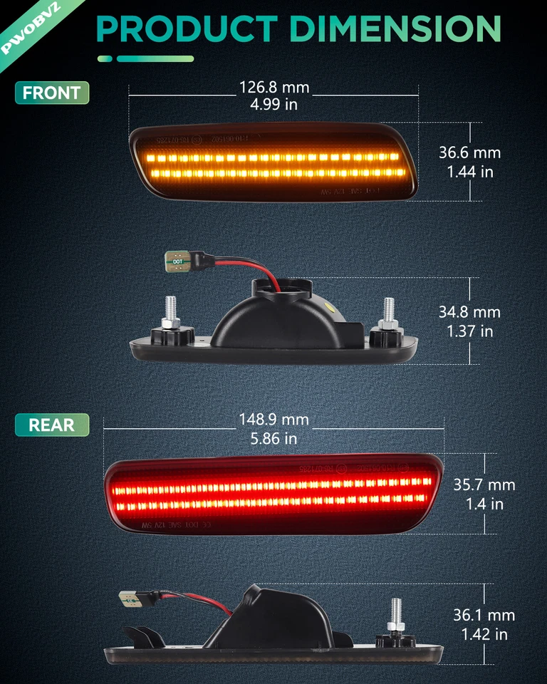 4PCS Front Rear Bumper LED Side Marker Lights Lamps For 2000-2005 Lexus IS300 - Image 4 of 4