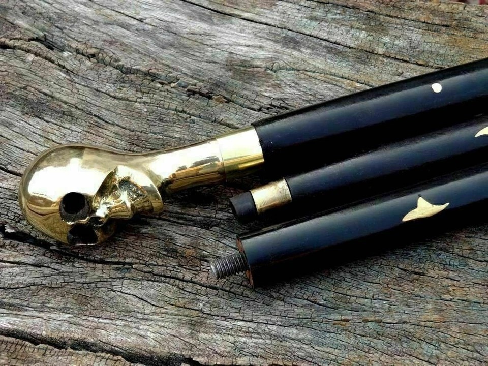 Brass skull Head Solid Antique Handle Vintage Des… - image 2