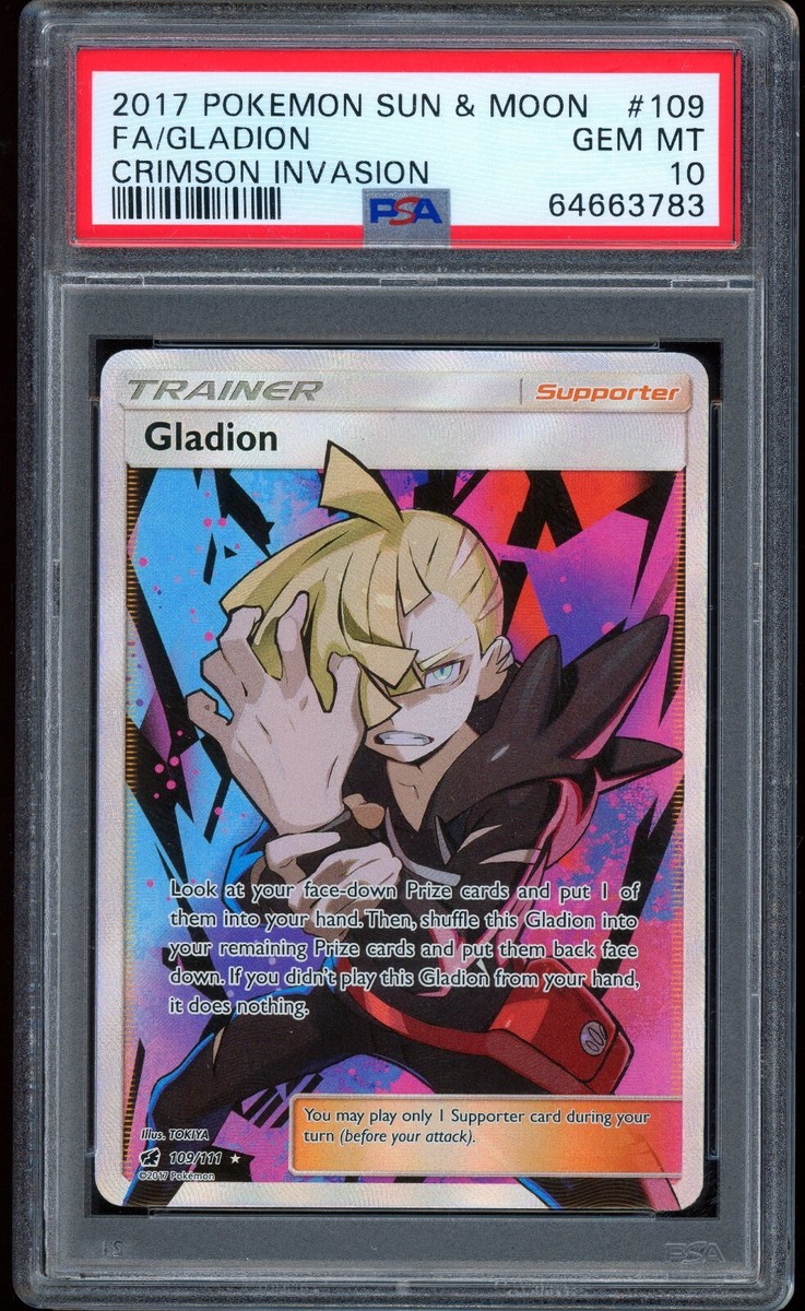 2017 Pokemon Gladion Full Art Crimson Invasion Sun & Moon #109 PSA 10