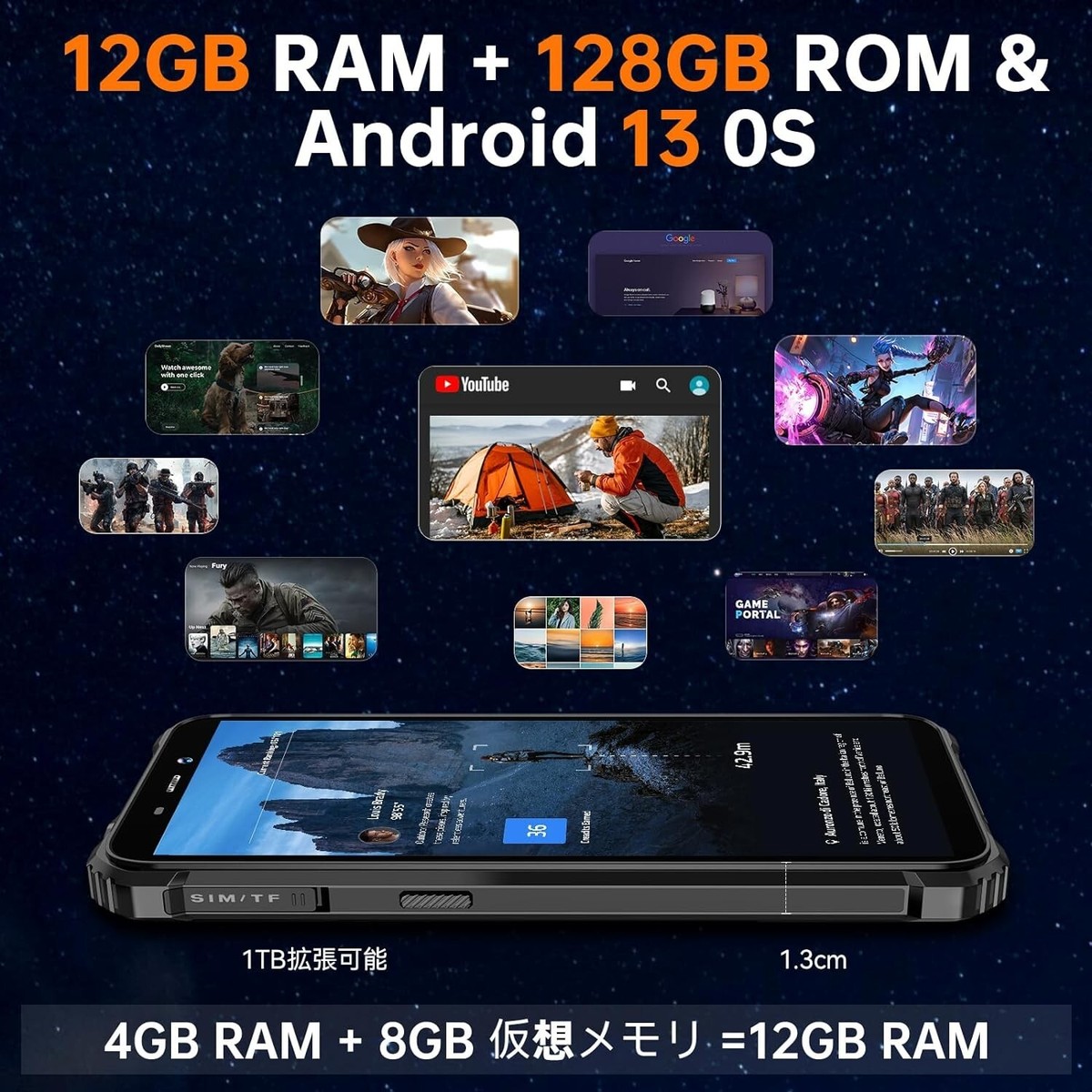 OUKITEL WP32 sim-free smartphone body 12GB RAM 128GB ROM 1TB
