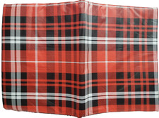 Flannel Back Vinyl Tablecloth,52x104"Oblong,MULTICOLOR,RED,BLACK WHITE PLAID,HP