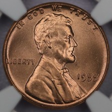 1955 1c Lincoln Wheat Cent - Ngc Ms 66 Rd