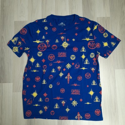 The mighty Captain Marvel Shirt  Größe L Original All Over Print Logo Movie 