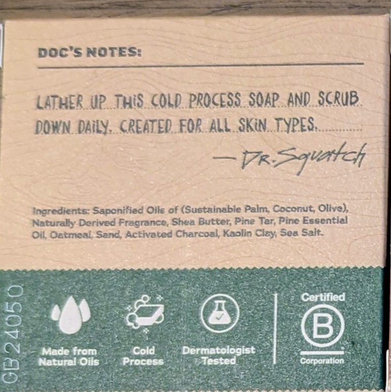 Dr. Squatch Men's Natural Soaps Fresh Falls & Pine Tar-Heavy Grit 5oz FREE SHIP!