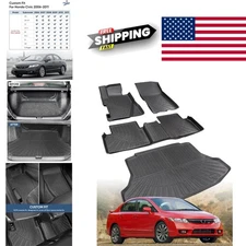 Custom Fit Rubber Floor Mats for Honda Civic 2006 to 2011 Full Coverage Black