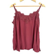 Abercrombie  Fitch Cami Top Size Large Maroon Lace Trim Adjustable Strap