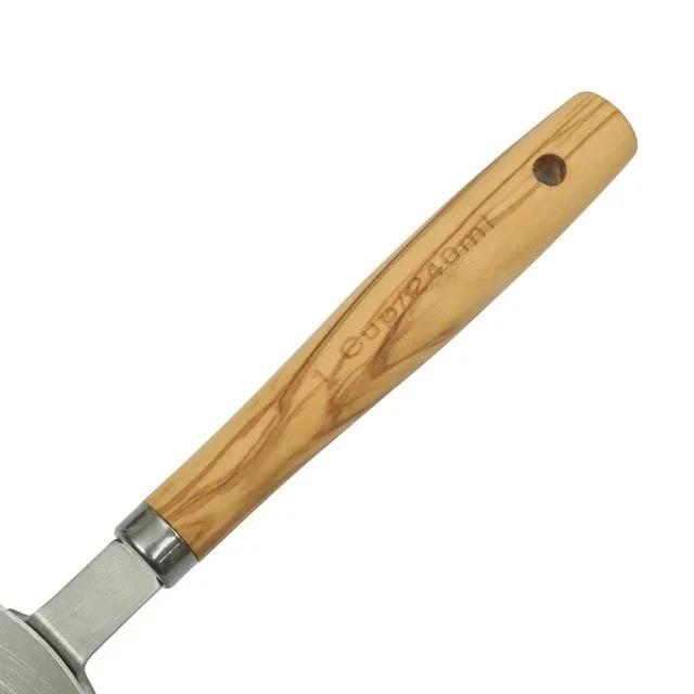 Pioneer Woman Stainless Steel Measuring Cups with Olivewood Handles 4Pcs New - Image 2 of 4
