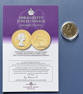 1966 Penny Layered With 24ct Gold Accented Rhodium Platinum. COA.
