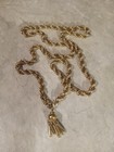 Long Gold Tone Chain Tassel Necklace Vintage — photo 4