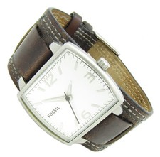 Fossil Vintage Herren Armbanduhr Leder Edelstahl Silber WB-1077 5ATM Bat neu S90