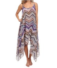 O Neill Mindy Cover-Up Dress Boho Chevron Handkerchief Hem One Size Swimwear