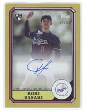 2025 Topps 1987 Boardwalk and Baseball Auto Roki Sasaki #87BBA-RS Gold RC 31/50