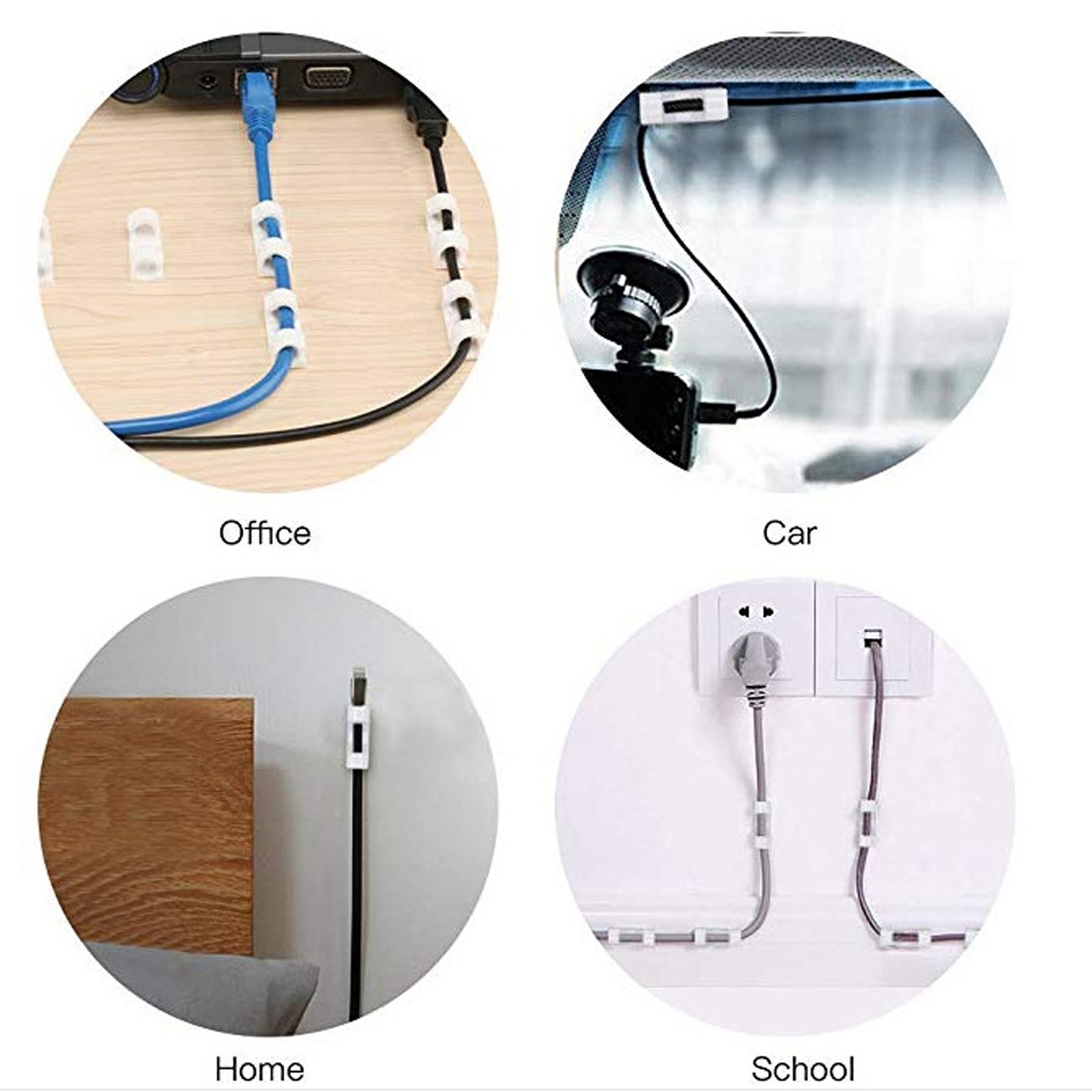 20Pcs Wire Clamp Self Adhesive Line Cable Clip Buckle Fastener Desktop Organ KRI