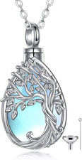 Sterling Silver Tree of Life Urn Necklace for Ashes Cremation Keepsake Women Men
