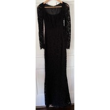 Dolce & Gabbana Black Lace Long Sleeve Maxi Gown Size 36 It Size 0 US NWT