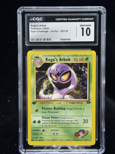 Koga's Arbok (1st Edition) graded CGC 10 for sale on eBay