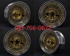 13x7 Reversed Zenith Style Lowrider Wire Wheels Chrome And Gold Cross Laced