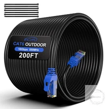 200FT Cat6 Outdoor Ethernet Cable, In-Ground, Heavy Duty Direct Burial, 24AWG