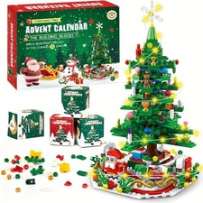 24PCS Advent Calendar 2025 XMAS Tree Building Blocks Set Countdown Family Boxes
