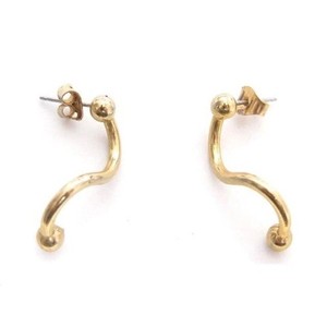 Authentic Gold Plated Wavy Line Ball Ends Earrings