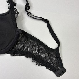 La Perla Bra 32C SZ 1 Black Lightly Lined Cup Underwire Lace Adjustable Strap