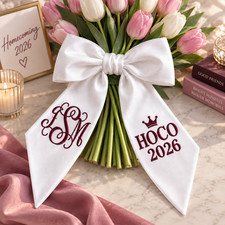 Personalized Bouquet Ribbon Sash, Custom Monogram Prom Homecoming Floral Wrap