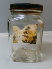 Vintage STANDARD Motor Products Gas Service Station Glass Jar Can with Lid
