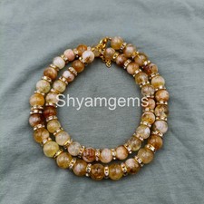 Top Quality Natural Citrine Necklace 8mm Round Beads Necklace , Yellow Citrine