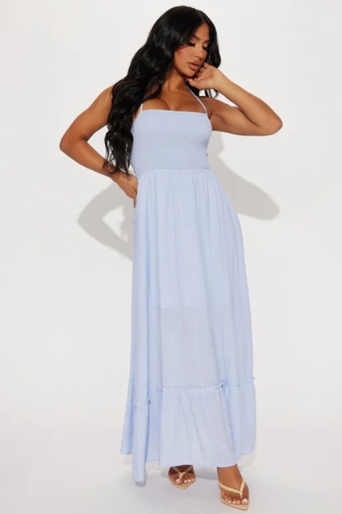 HYFVE Women’s Smocked Bodice Cut-Out Halter Boho Dress Size S
