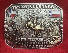 Rodeo Indoor BULLRIDING Champion Trophy Buckle  Republic Of Texas  1993  Rare  655