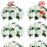 KüNstlicher Blumenstrauß 6 StüCk, 15 KöPfe, Weiß FüR Hochzeiten