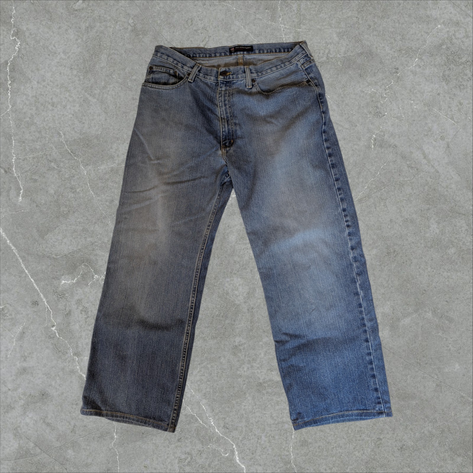 Vintage Y2K Polo Jeans Co Ralph Lauren Men *36x28* Baggy Skater Rave Blue Denim