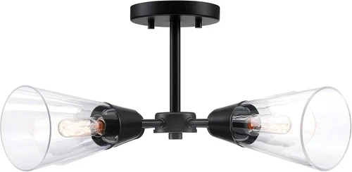 Matte Black 21" 4-Light Semi-Flush Ceiling Light Fixture by Norro - Picture 6 of 9