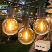 Lichterkette AußEn 15M IP45 Wasserdicht 25+1 G40 GlüHbirnen Warmweiß LED Outdoor