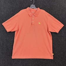 Tommy Bahama Emfielder Polo Shirt Men's Large Orange Supima Cotton Summer Beach