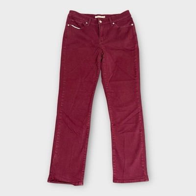 Levi s Classic Straight Mid Rise Womens 8M 30x28 Maroon Preppy Winter Pants