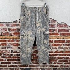 Vintage Jerzees Outdoors Sweatpants Mens Medium Camo Fleece Cargo Hunting USA