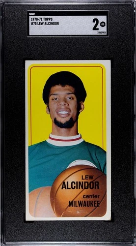 1970-71 Topps #75 Lew Alcindor SGC 2 VERY NICE FOR GRADE HOF Bucks Kareem