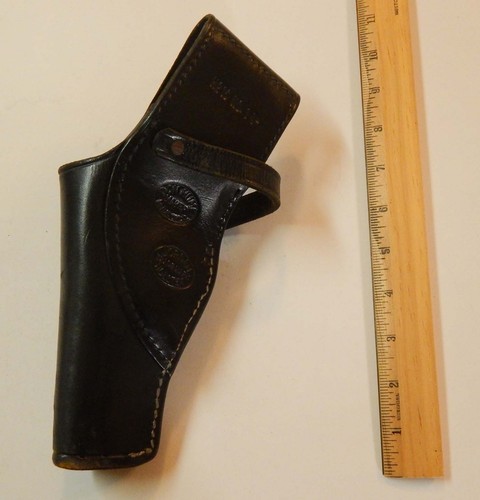 VINTAGE DON HUME H216 NO14 MODEL BELT HOLSTER BLACK LEATHER RIGHT HAND - Picture 2 of 4