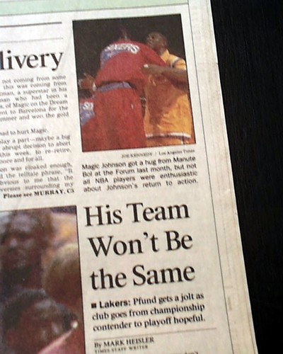 MAGIC JOHNSON Los Angeles Lakers NBA Basketball AIDS Retirement 1992 Newspaper - Picture 3 of 9